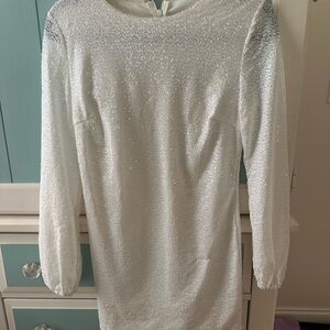 Elegant White Sequin Dress